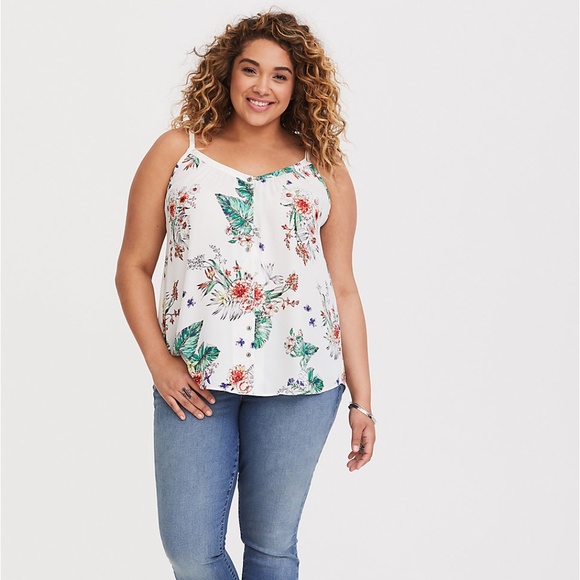 Torrid White Floral Tunic Cami G3 - Picture 1 of 4